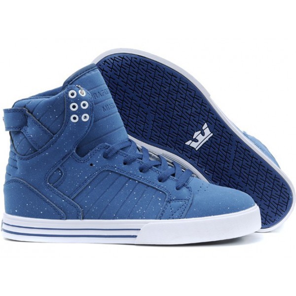 Supra Skytop Mens Blue White Suede Shoes