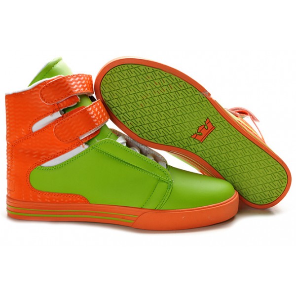 2013 Supra TK Society Men Black Green Orange White Leather Shoes