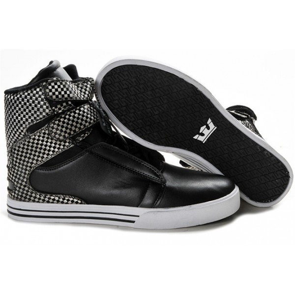 2013 Supra TK Society Men Black Sliver Plaid Leather Shoes