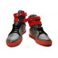 2013 Supra TK Society Men Black Sliver Plaid Red Leather Shoes
