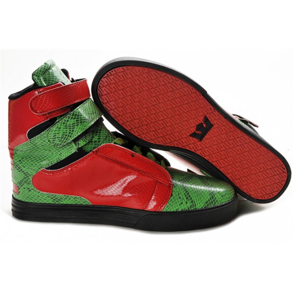 2013 Supra TK Society Men Green Serpentine Red Leather Leather Shoes