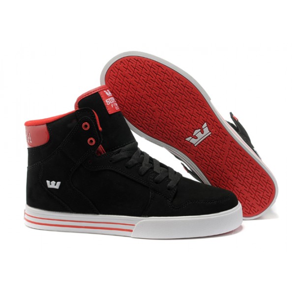 Supra Vaider High Top Mens Skate Black Red Shoe