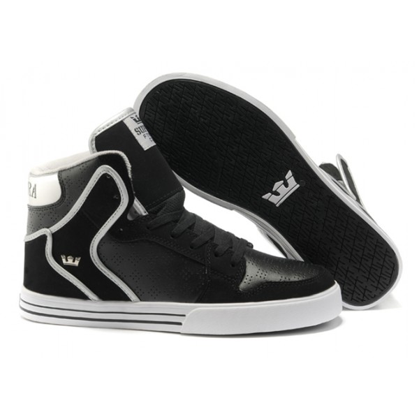 Supra Vaider High Top Skate Shoe Black White For Men