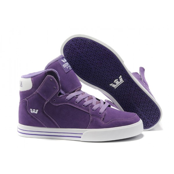 Supra Vaider High Top Mens Skate Shoe Purple White