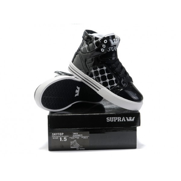 Supra Skytop Shoes Black White For Kids