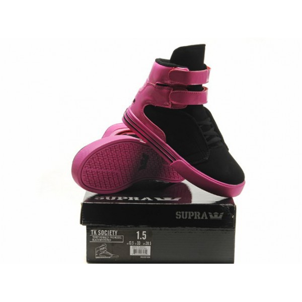 Supra Tk Society Black Pink Shoes For Kids
