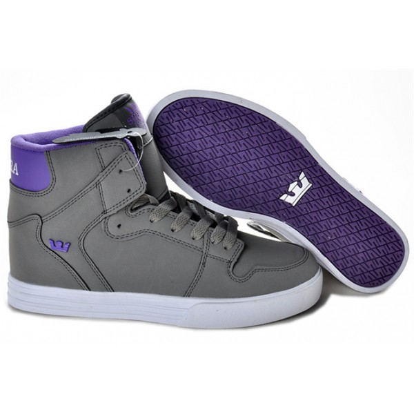 Supra Vaider High Top Mens Grey Purple White Shoes