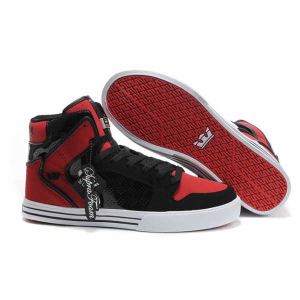 Supra Vaider High Top Red Black White Shoes For Men