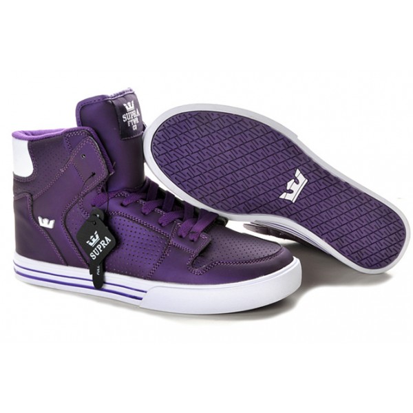 Supra Vaider High Top Mens Purple White Shoes