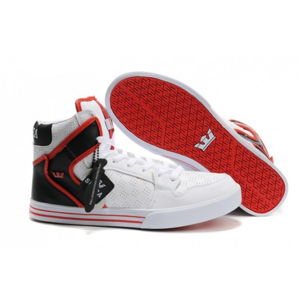 Supra Vaider High Top White Red Black Shoes For Men