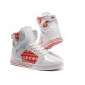 Womens Supra Skytop Shoes White Snow Red