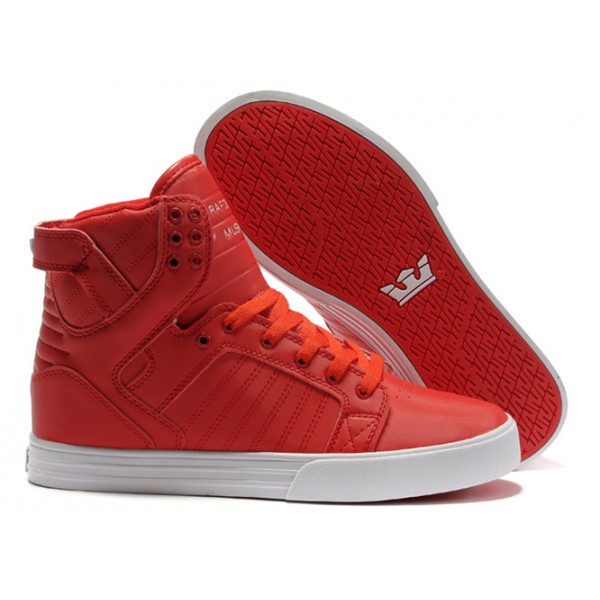 Womens Supra Skytop Shoes Red Leather